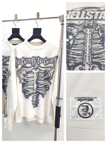 1:1 quality version Skeleton Letter Print Long Sleeve T-Shirt with NFC tag