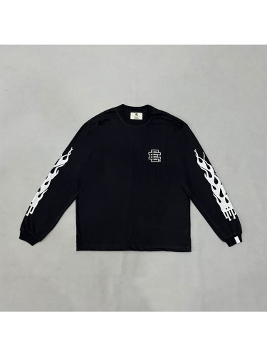 1:1 quality version Double Sleeve Flame Logo Print Long Sleeve T-Shirt