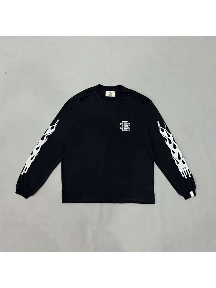 1:1 quality version Double Sleeve Flame Logo Print Long Sleeve T-Shirt