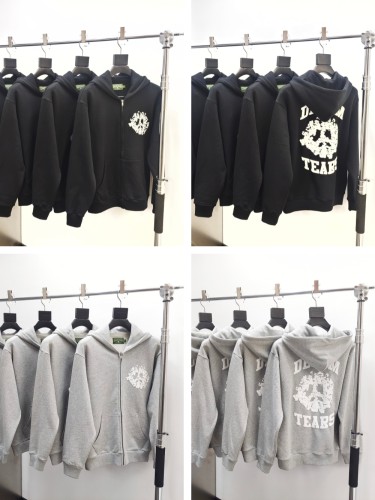 1:1 quality version Kapok Foam Letter Print Zipper Hoodie 2 colors