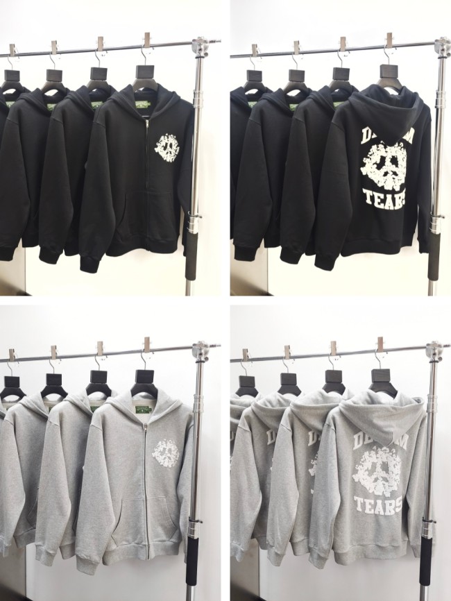 1:1 quality version Kapok Foam Letter Print Zipper Hoodie 2 colors