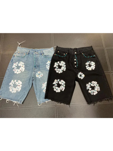 [buy more save more] 1:1 quality version Gemstone inlaid cotton denim five-piece pants 2 colors