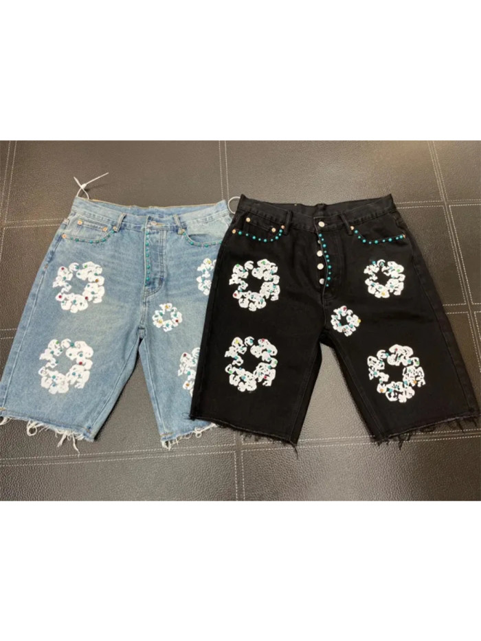 [buy more save more] 1:1 quality version Gemstone inlaid cotton denim five-piece pants 2 colors 22421796