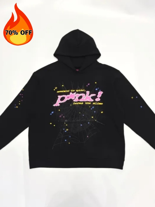 【Special Offer】1:1 quality version Pink Letter Star Spider Web Hoodie & Pants Set