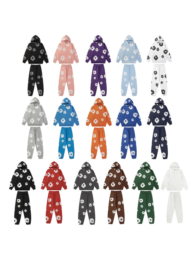 Basic Kapok Foam Print Hoodie & Pants 16 colors