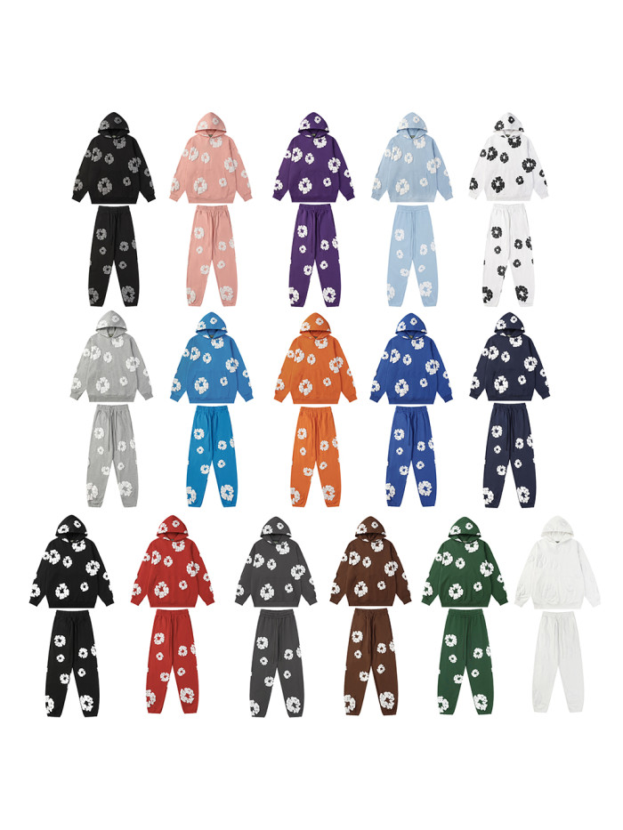 Basic Kapok Foam Print Hoodie & Pants 16 colors