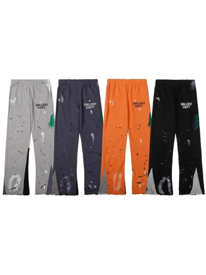   Graffiti-stitched flared pants 4 colors