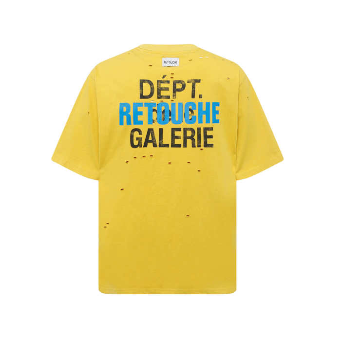 French mottled letters overlapping ripped Tee