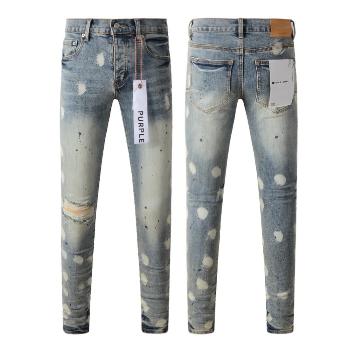 1:1 quality version Ink Dot White Paint Graffiti Knee Ripped Jeans