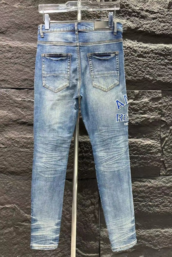1:1 quality version Hollywood Lion Monogram Embroidered Ripped Patch Jeans