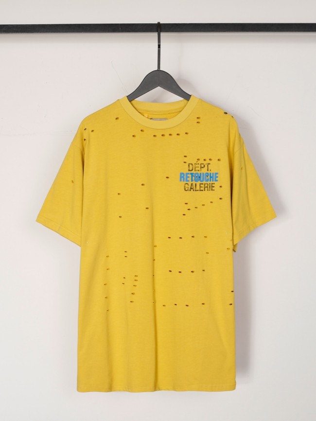French mottled letters overlapping ripped Tee