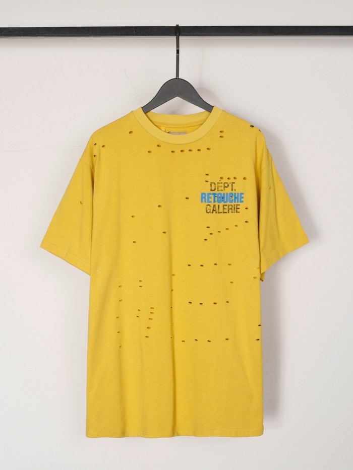 French mottled letters overlapping ripped Tee