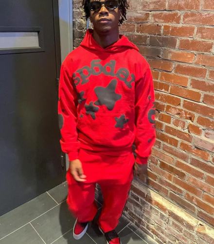 1:1 quality version Black Stars Foam Big Red Hoodie & Pants Set