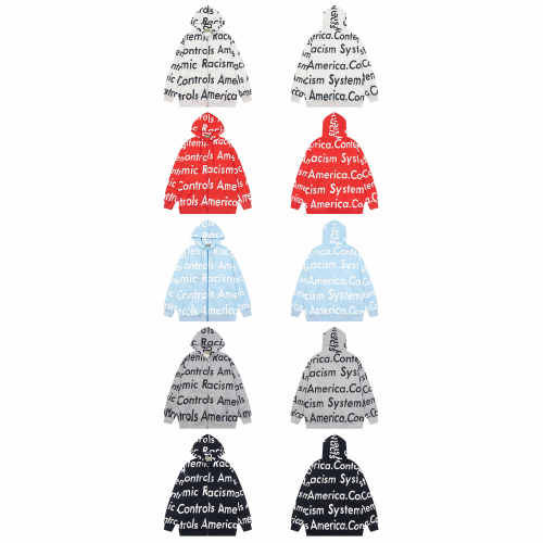 All-over print monogrammed hip-hop zipper  hoodie 5 colors