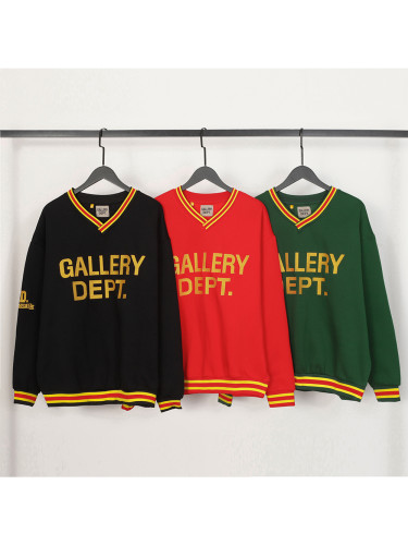 Gold Letter Vintage Clash V-Neck Padded Sweatshirt 3 colors