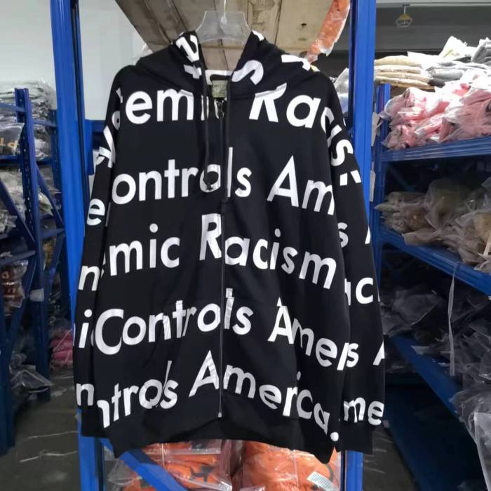 All-over print monogrammed hip-hop zipper  hoodie 5 colors