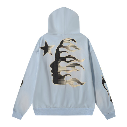 Washed Sky Blue White Trim Black Logo hoodie