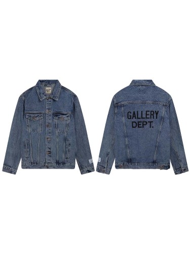 Basic Logo Embroidered Washed Destroyed Denim Jacket
