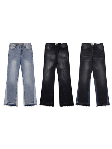 Basic High Street Washed Micro Blue Spliced Jeans 3 colors