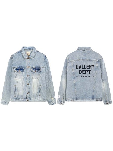 L.A. Limited Embroidered Logo Washed Blue Destroyed Denim Jacket