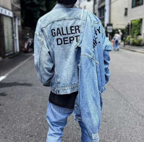 L.A. Limited Embroidered Logo Washed Blue Destroyed Denim Jacket