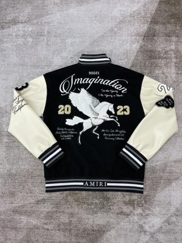 [buy more save more] 1:1 quality version Pegasus Embroidered Leather Sleeve Patchwork Jacket