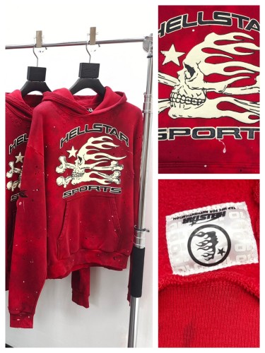 1:1 quality version Skull Print Tie-Dye Splash Ink Ripped Hoodie with NFC tag