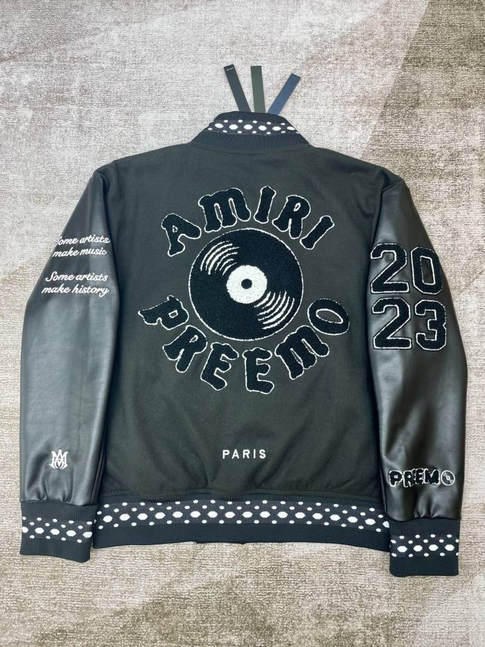 1:1 quality version Alphabet Records Towel Embroidered Leather Sleeve Jacket