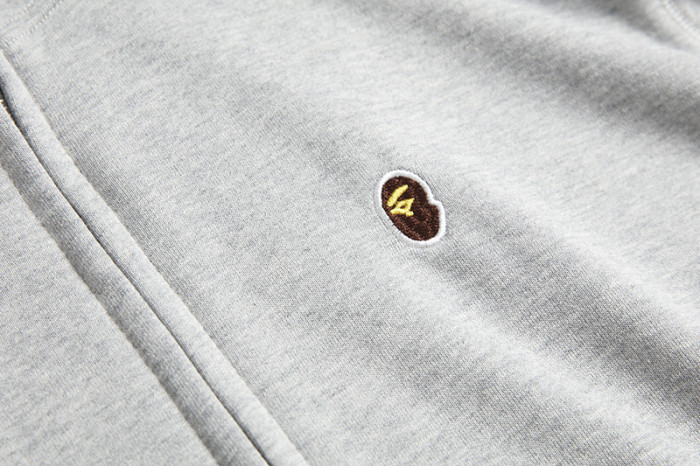 Ape Head Embroidered Small Label Solid Color Zip Hoodie 5 colors