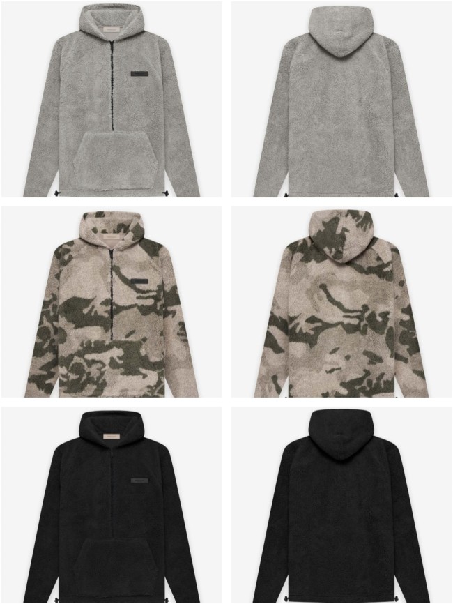 1:1 quality version Logo Labeled fleece lamb wool half-zip Hoodie 3 colors