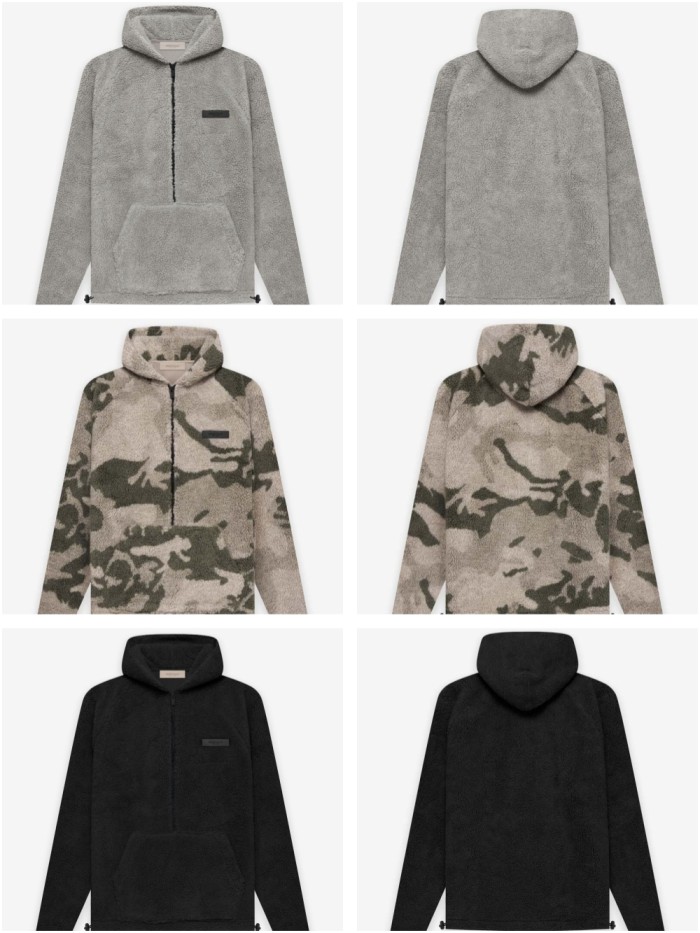 1:1 quality version Logo Labeled fleece lamb wool half-zip Hoodie 3 colors