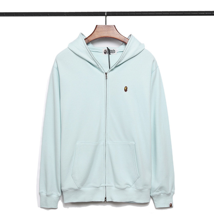 Ape Head Embroidered Small Label Solid Color Zip Hoodie 5 colors