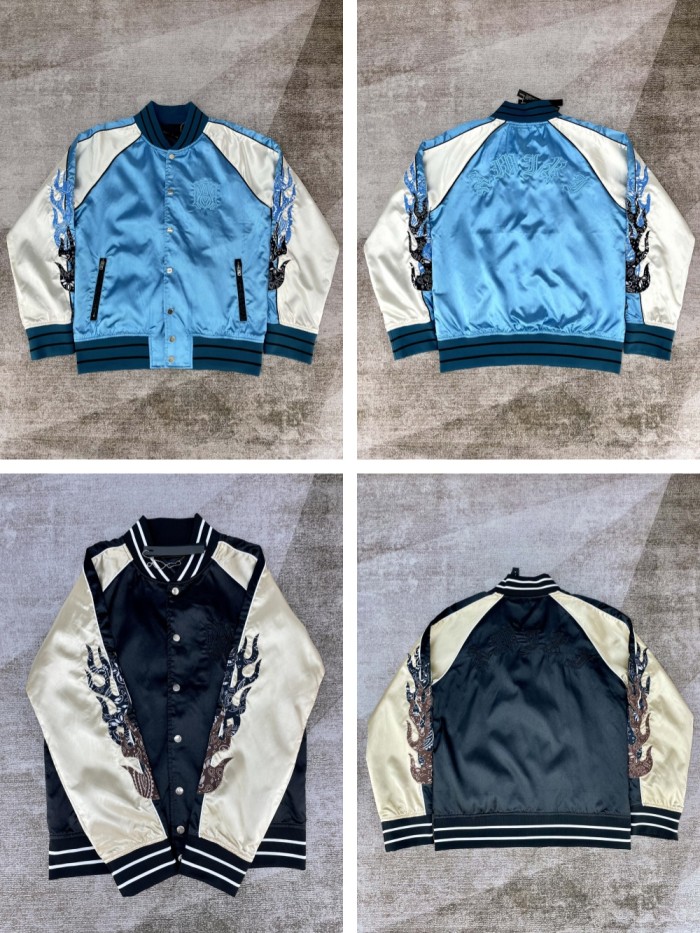 1:1 quality version Cashew Flower Flame Embroidered Sleeve Colorblocked Silk Thin Jacket 2 colors