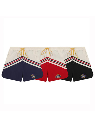 College Style Patchwork Color Blocking Black Label Embroidered Shorts 3 colors
