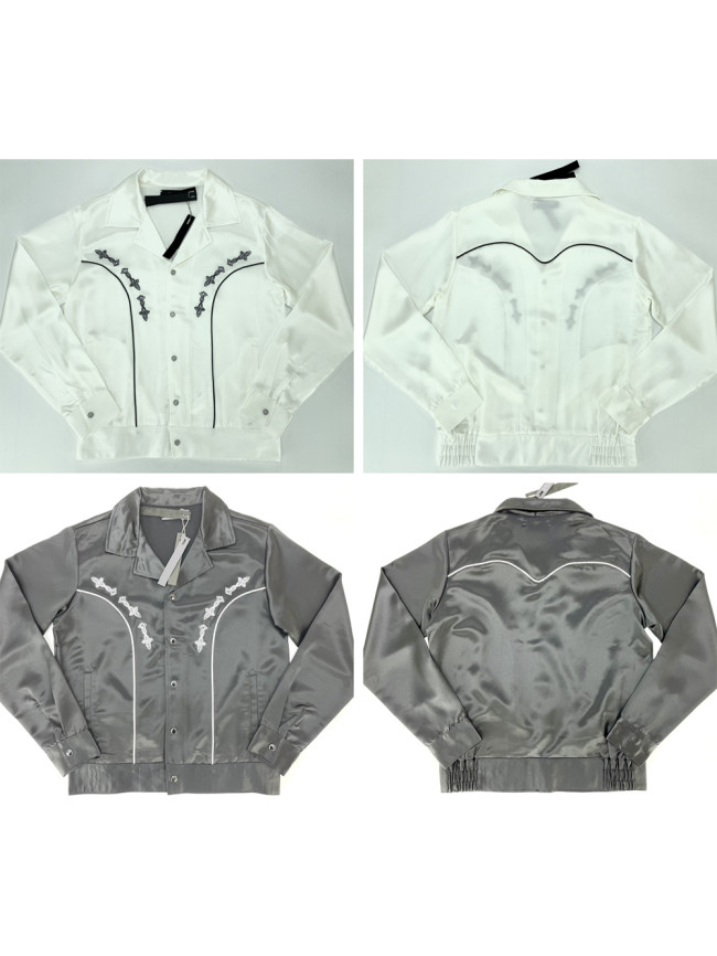 1:1 quality version Curved Line Embroidered Acetate Coat Jacket