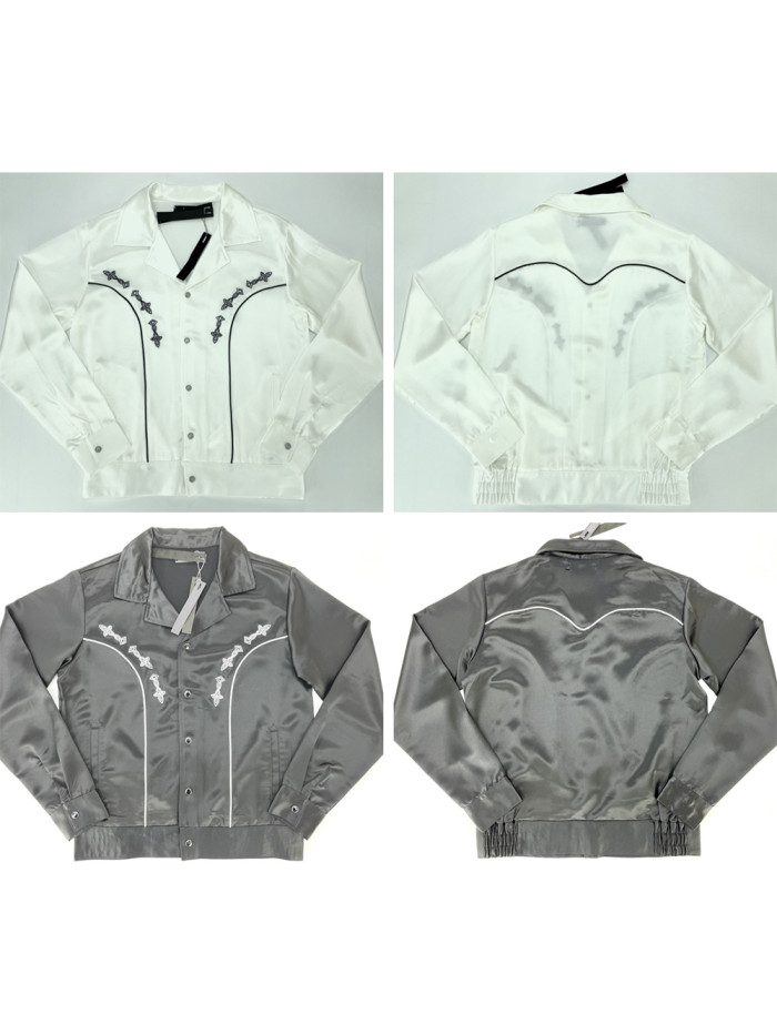 1:1 quality version Curved Line Embroidered Acetate Coat Jacket