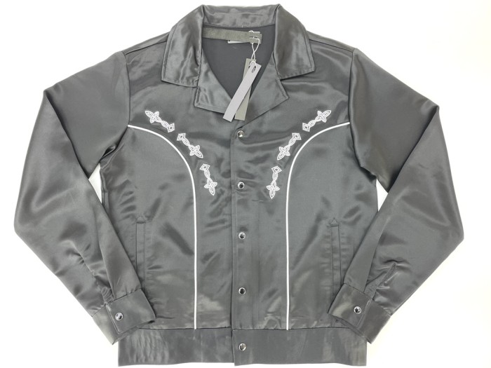 1:1 quality version Curved Line Embroidered Acetate Coat Jacket