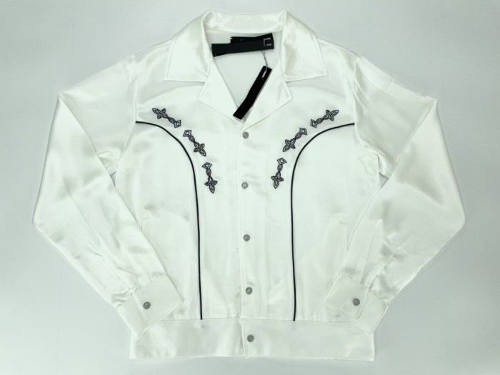 1:1 quality version Curved Line Embroidered Acetate Coat Jacket