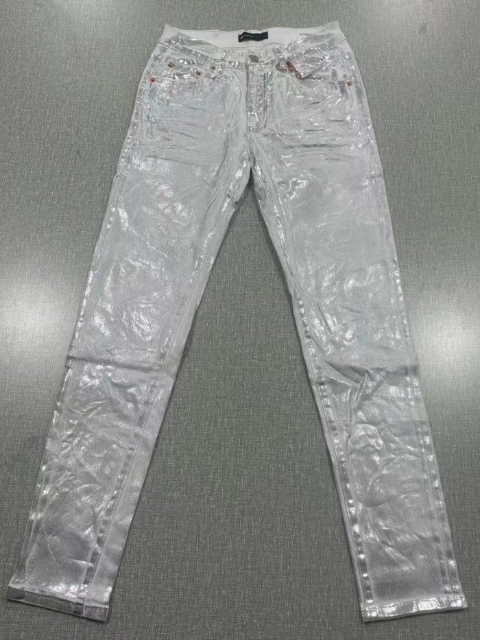 1:1 quality version Silver Layered Aged White Jeans