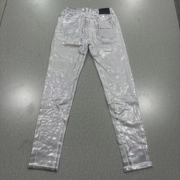 1:1 quality version Silver Layered Aged White Jeans