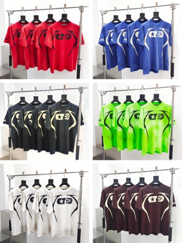 1:1 quality version Black Logo Printed Warm Up tee with NFC tag 6 colors