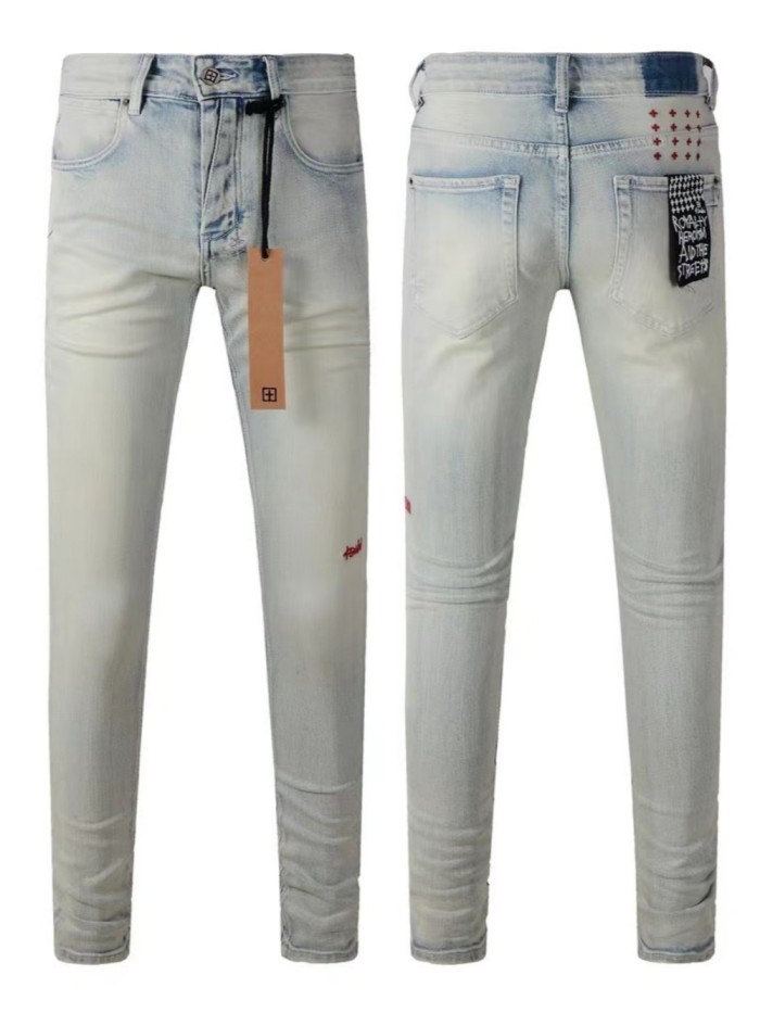 1:1 quality version Red Small Letter Embroidered Logo Jeans