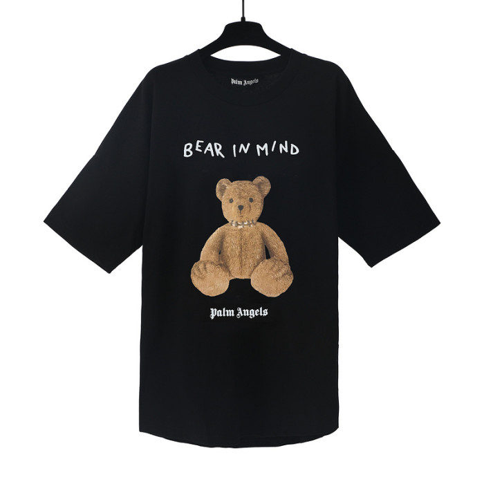 Surrounded by Top and Bottom Logos Bear Print Tee 2 colors