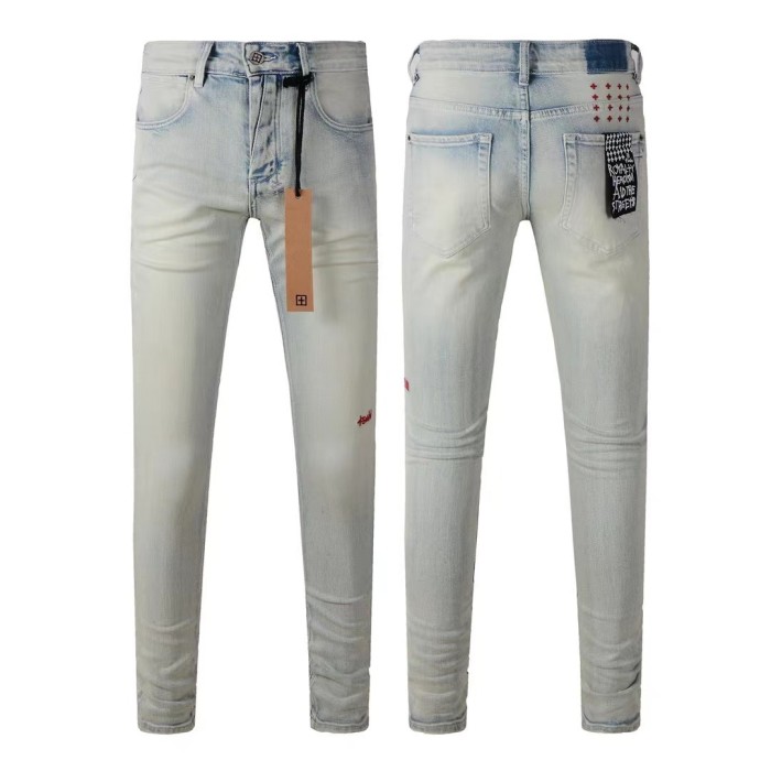 1:1 quality version Red Small Letter Embroidered Logo Jeans