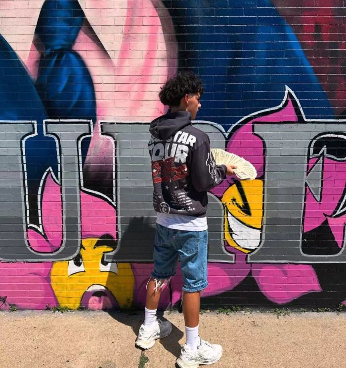 1:1 quality version Fiery Alphabet Slogan Print Hoodie