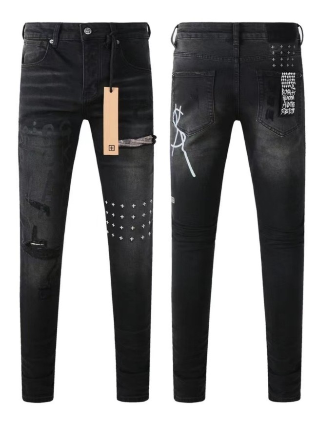 1:1 quality version Graffiti Letter Ripped Jeans