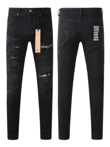 1:1 quality version Solid color jeans with frayed legs