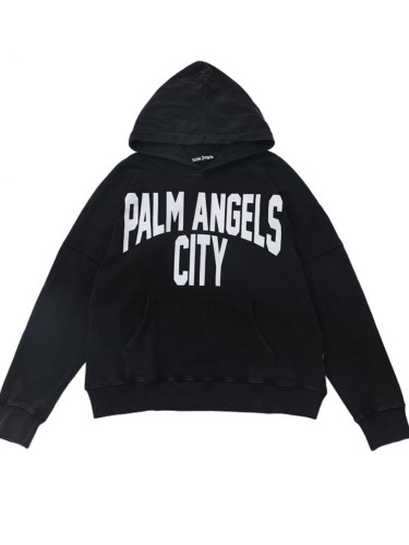 Colorblocked Large Letter Washed Aged Hoodie