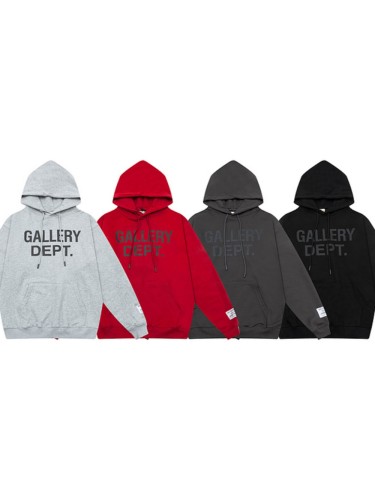 Classic monogram print front solid color hoodie 4 colors