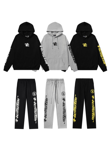 Front and Back Logo Sleeve Arm Letter Print hoodie & pants set 3 colors